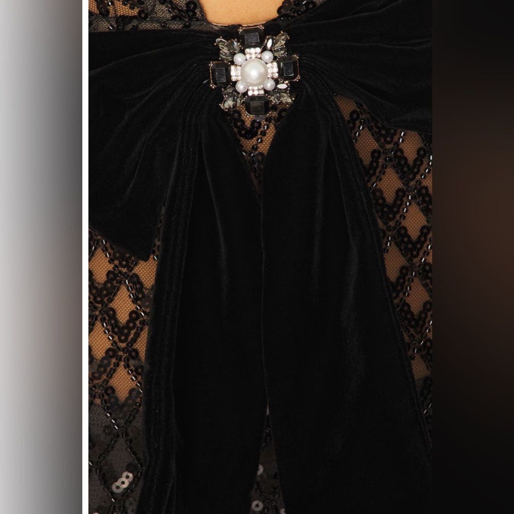 NWOT BRONX AND BANCO Liora Maxi Dress, Elegant Black Sequin Gown, wedding guest - Picture 7 of 16
